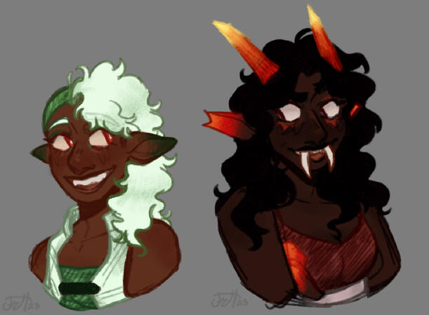 @lineandrox - 2 colored sketch busts